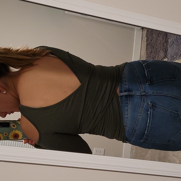 Charlotte‎ Russe green cold shoulder criss cross back top - Picture 2 of 2